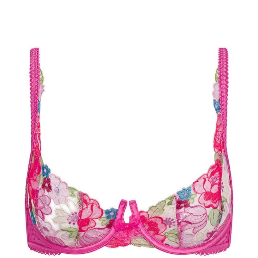 New! For Love and Lemons Luella flocked dot floral bra pink 3824 - Picture 10 of 11